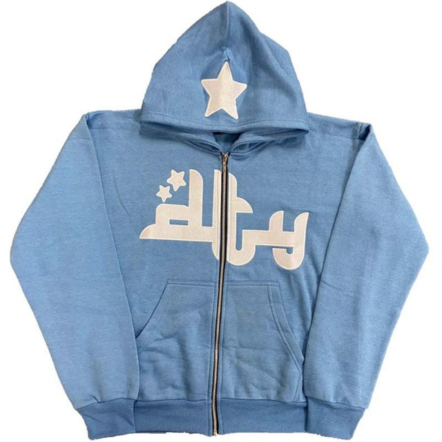 Star Letter Print Hoodies